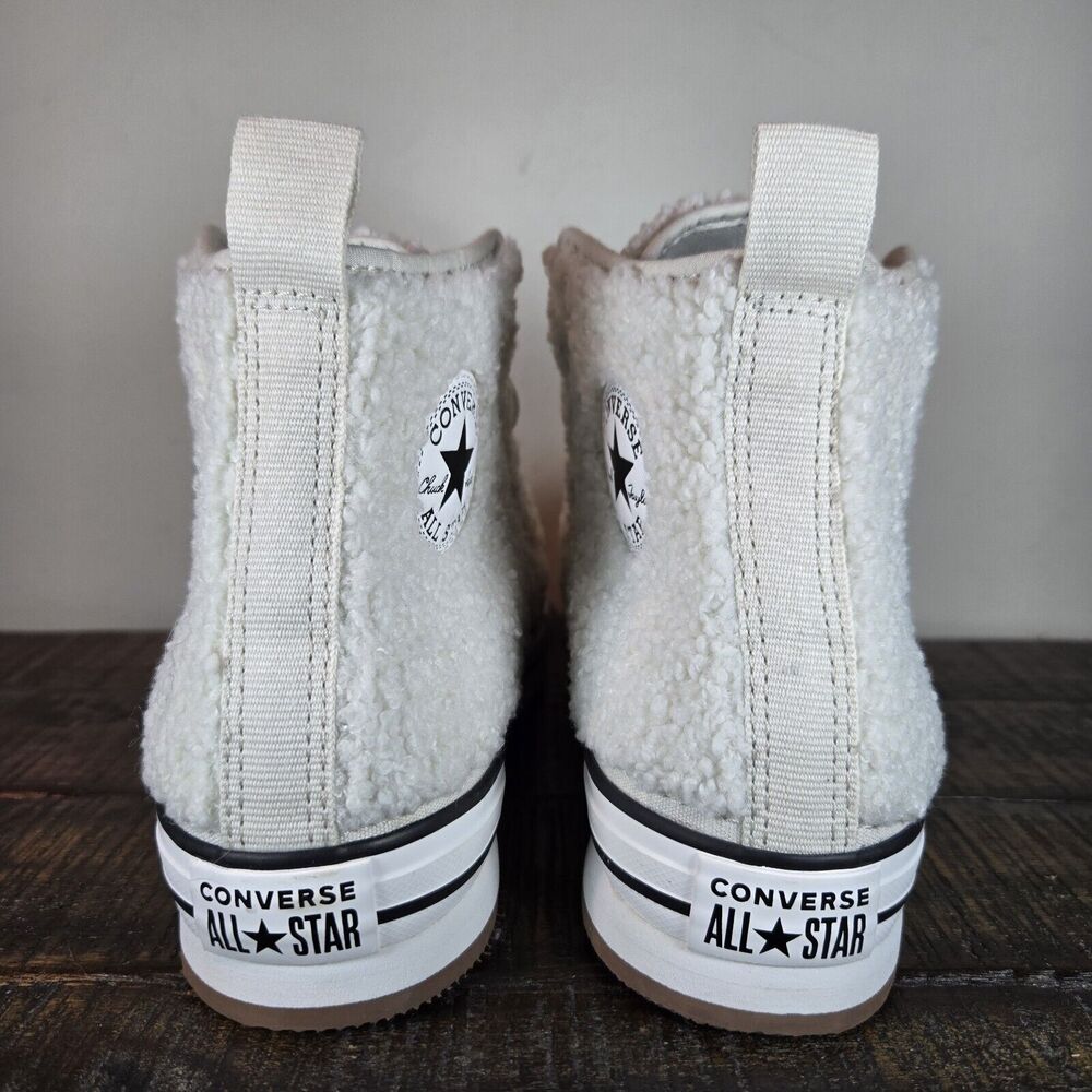 Converse CTAS Mens Size 6 Youth 6 Platform Hi Top Shoes White Sherpa - Picture 4 of 11